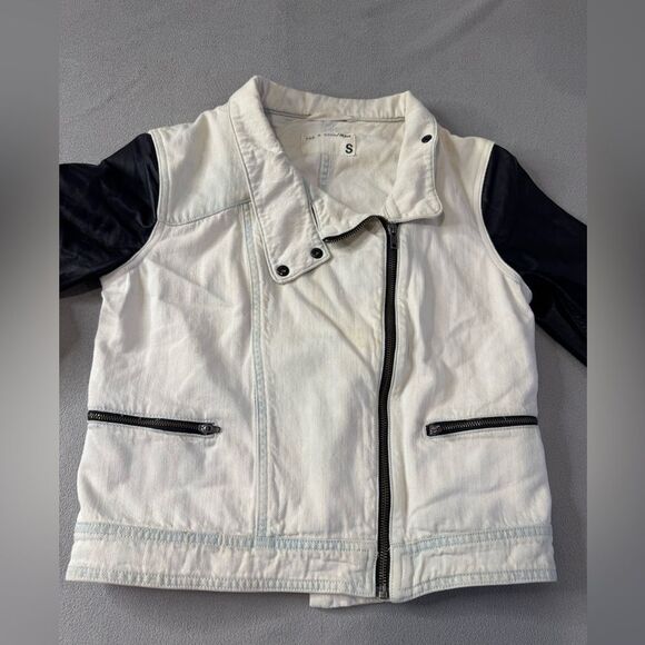 Rag & Bone denim and Leather Moto Jacket Natural Size S Women’s - Picture 4 of 16